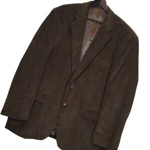 Lauren Ralph Lauren Men's Corduroy Blazer Coat Jacket 46L Paisley Lining Brown